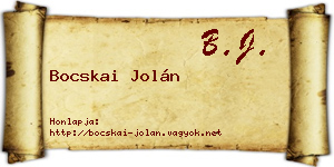 Bocskai Jolán névjegykártya
